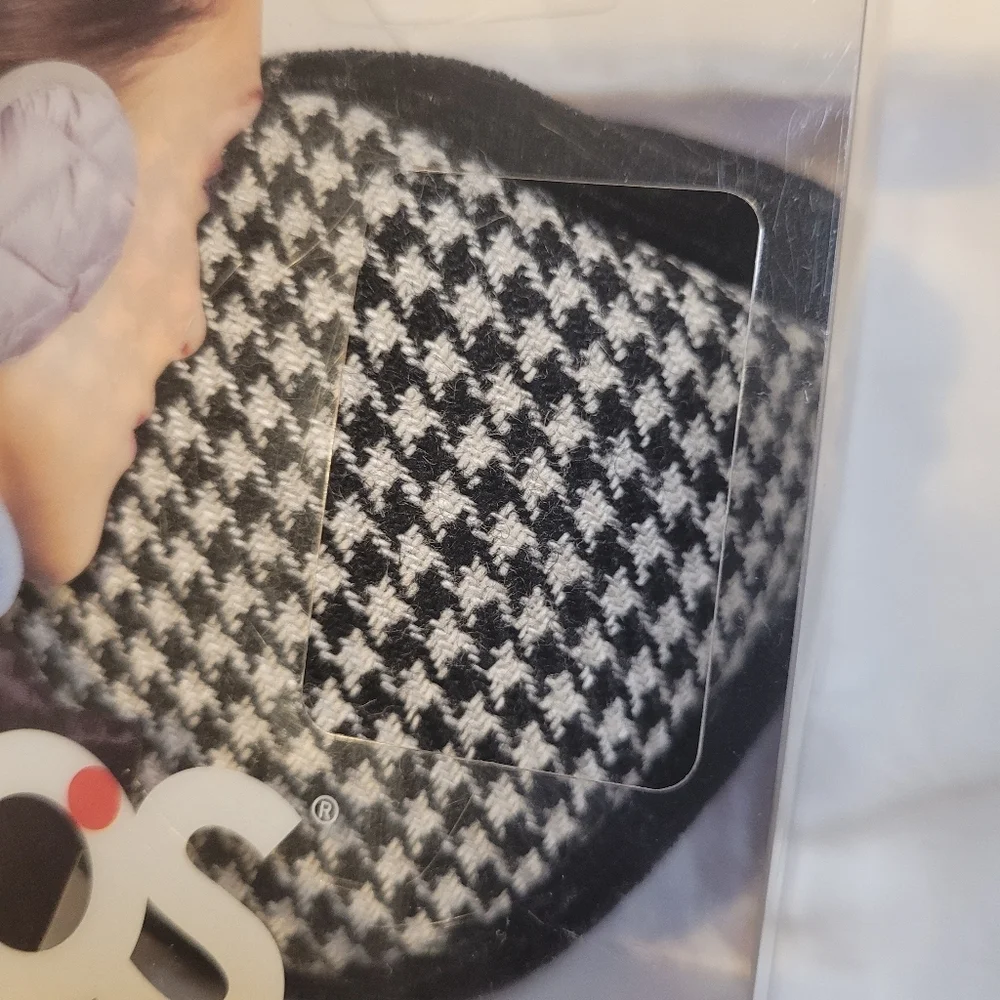 Women's Black and White Checkered Ear Warmers